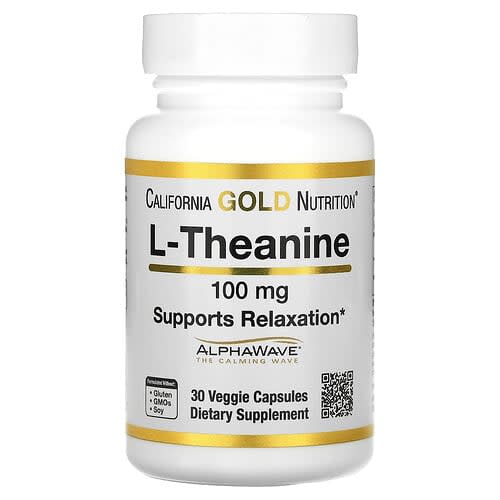 California Gold California Gold Nutrition L-テアニン AlphaWave配合 100mg ベジカプセル30粒 パッケージ画像