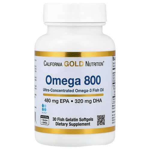 California Gold California Gold Nutrition オメガ800 ウルトラ濃縮オメガ3 フィッシュオイル kd-pur® トリグリセリド型 フィッシュゼラチンソフトジェル30粒(1粒あたり1,000mg) パッケージ画像