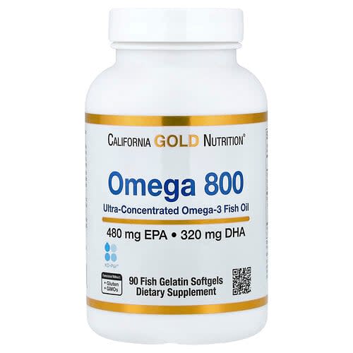 California Gold California Gold Nutrition オメガ 800 ウルトラ濃縮オメガ3フィッシュオイル kd-pür トリグリセリド型 フィッシュゼラチンソフトジェル90粒 パッケージ画像