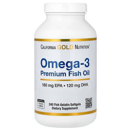California Gold California Gold Nutrition オメガ3 プレミアム フィッシュオイル フィッシュゼラチンソフトジェル240粒 パッケージ画像