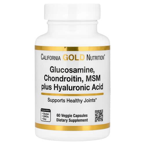 California Gold California Gold Nutrition グルコサミン コンドロイチン MSM プラス ヒアルロン酸 ベジカプセル60粒 パッケージ画像