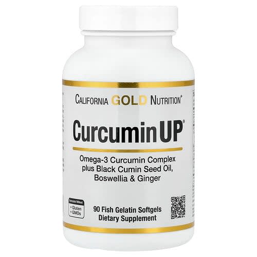 California Gold California Gold Nutrition CurcuminUP™ オメガ3クルクミンコンプレックス ブラッククミンシードオイル、ボスウェリア、ジンジャー配合 フィッシュゼラチンソフトジェル90粒 パッケージ画像