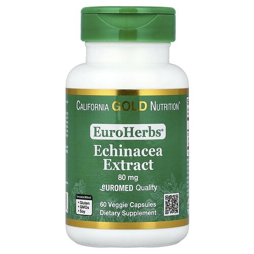 California Gold California Gold Nutrition EuroHerbs™ エキナセア ハーブ エキス Euromed品質 80mg ベジカプセル60粒 パッケージ画像