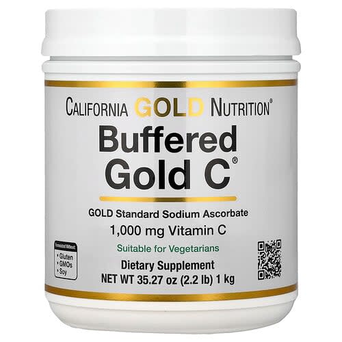 California Gold California Gold Nutrition、バッファードゴールドC®、ノンアシディックビタミンCパウダー、アスコルビン酸ナトリウム、2.2 lb(1 kg) パッケージ画像