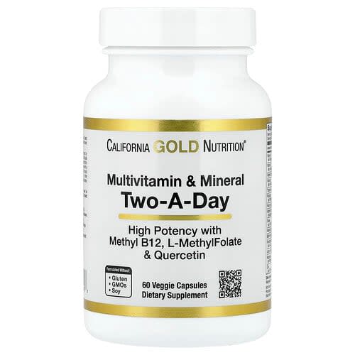 California Gold California Gold Nutrition マルチビタミン・ミネラル メチルB12配合 ビタミンC L-メチルフォレート クエルセチン含有 2粒/日タイプ ベジカプセル60粒 パッケージ画像