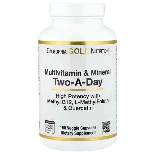 California Gold California Gold Nutrition マルチビタミン&ミネラル メチルB12配合 ビタミンC、L-メチルフォレート、バイオケルセチン含有 1日2粒タイプ ベジカプセル180粒 パッケージ画像