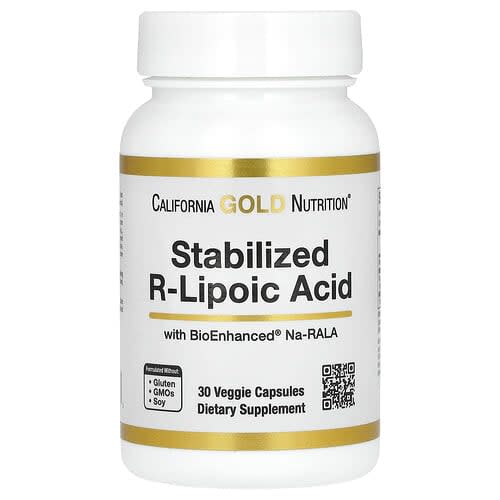 California Gold California Gold Nutrition, 安定化R-リポ酸 ビオチン配合, ベジカプセル30粒 パッケージ画像