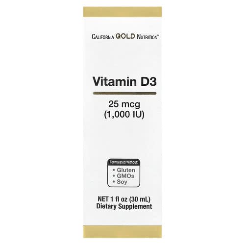 California Gold California Gold Nutrition ビタミンD3 25mcg (1,000 IU) 30ml パッケージ画像