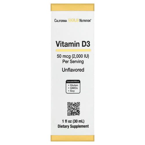California Gold California Gold Nutrition ビタミンD3 無香料 50mcg（2,000IU） 30ml パッケージ画像