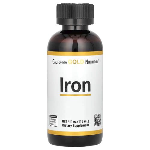 California Gold California Gold Nutrition アイアン フェラス・ビスグリシネート・キレート配合 イエロードックルート入り 118ml パッケージ画像