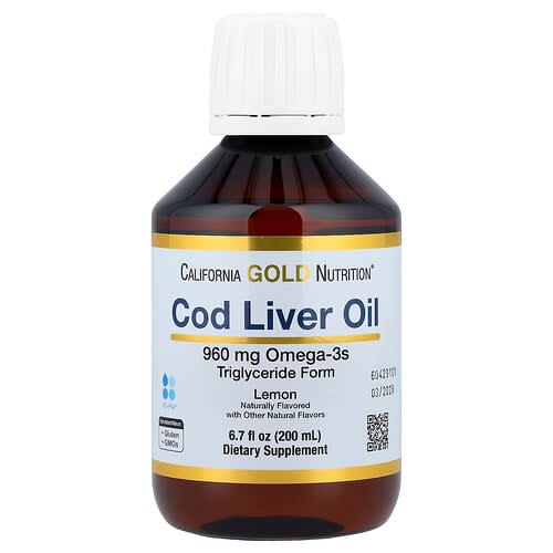 California Gold California Gold Nutrition コッドレバーオイル オメガ3脂肪酸配合 EPA・DHA・ビタミンA・D ノルウェー産 トリグリセリド形 ナチュラルレモン味 200ml パッケージ画像