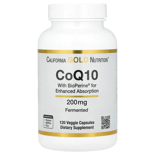 California Gold California Gold Nutrition CoQ10 ビオペリン®配合 ブラックペッパーエキス 200mg ベジカプセル120粒 パッケージ画像