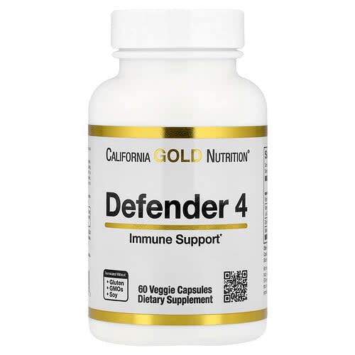 California Gold California Gold Nutrition ディフェンダー4、ビタミンC、ビタミンD、亜鉛&セレン配合、ベジカプセル60粒 パッケージ画像