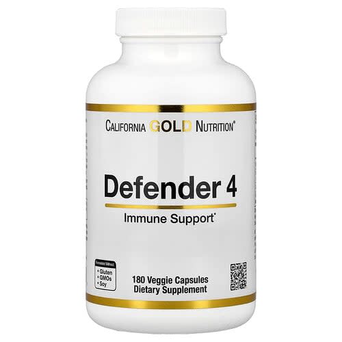 California Gold California Gold Nutrition Defender 4 ビタミンC、ビタミンD、亜鉛&セレニウム配合 ベジカプセル180粒 パッケージ画像