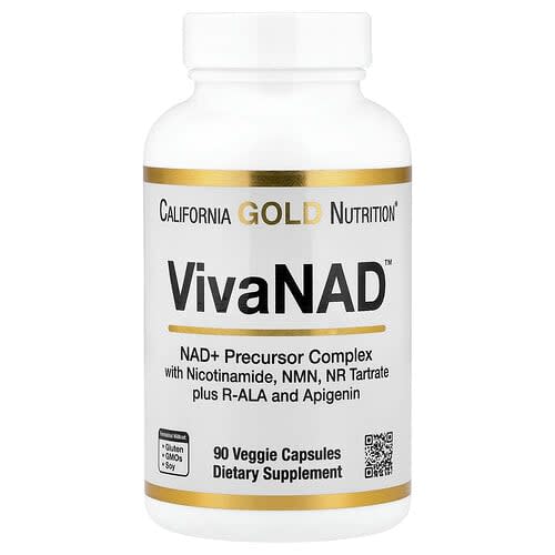 California Gold California Gold Nutrition VivaNAD™ NADコンプレックス ウィズ NMN、NRタートレート ベジカプセル90粒 パッケージ画像