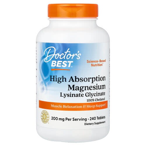 Doctor's Best Doctor's Best ハイ吸収マグネシウム リシネートグリシネート キレート 240タブレット(1粒100mg) パッケージ画像