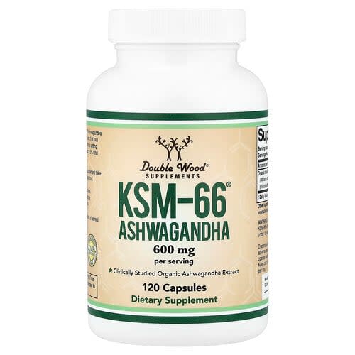 Double Wood Supplements Double Wood Supplements, KSM66® アシュワガンダ、カプセル120粒（1カプセルあたり300mg） パッケージ画像