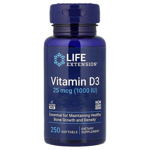 Life Extension Life Extension ビタミンD3 25mcg(1,000IU) ソフトジェル250粒 パッケージ画像