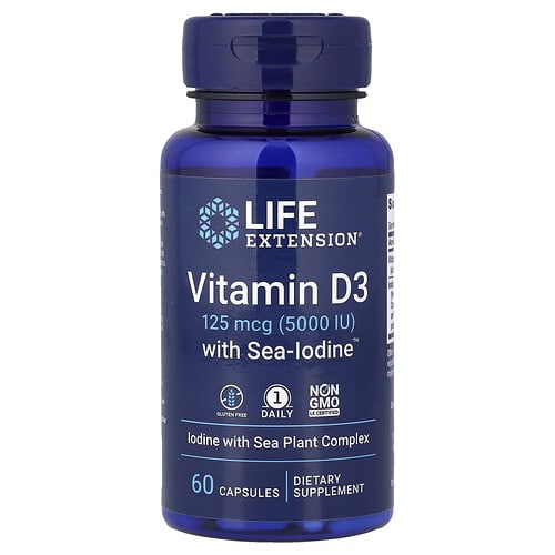Life Extension Life Extension ビタミンD3 ウィズ シーアイオダイン™ カプセル60粒 パッケージ画像