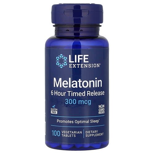 Life Extension Life Extension メラトニン 6時間タイムドリリース 300mcg ベジタリアンタブレット100粒 パッケージ画像