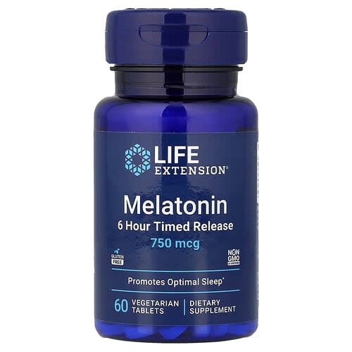 Life Extension Life Extension メラトニン 6時間タイムリリース 750mcg ベジタリアンタブレット60粒 パッケージ画像