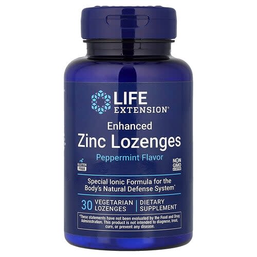 Life Extension Life Extension エンハンスド亜鉛ロゼンジ ペパーミント味 ベジタリアンロゼンジ30粒(1粒あたり18.75mg) パッケージ画像