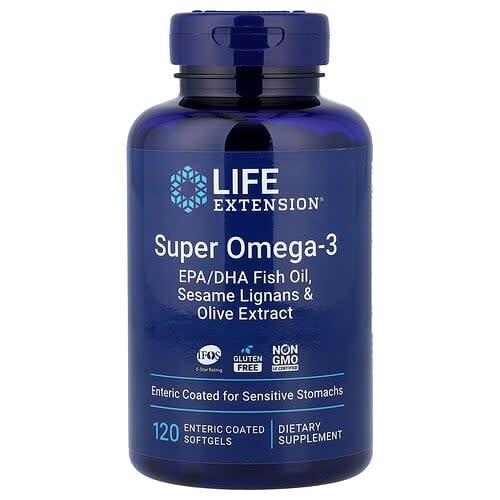 Life Extension Life Extension スーパーオメガ3 EPA/DHA フィッシュオイル セサミリグナン&オリーブエキス 腸溶性ソフトジェル120粒 パッケージ画像