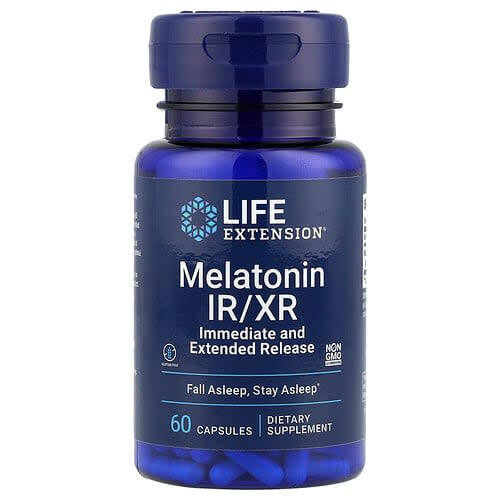 Life Extension Life Extension メラトニン IR/XR、60カプセル(1カプセル当たり1.5mg) パッケージ画像