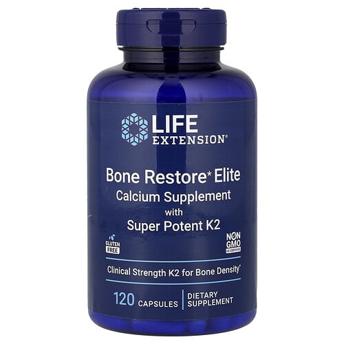 Life Extension Life Extension ボーン リストア エリート カルシウムサプリメント スーパーポテント K2配合 120カプセル パッケージ画像