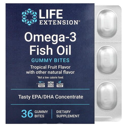 Life Extension Life Extension オメガ3フィッシュオイル グミバイトス トロピカルフルーツ味 36粒(1粒750mg) パッケージ画像