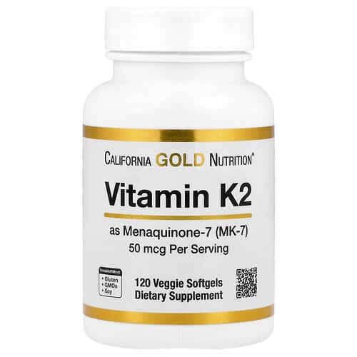California Gold California Gold Nutrition, ビタミンK2(メナキノン-7)、50mcg、ベジソフトジェル120粒 パッケージ画像