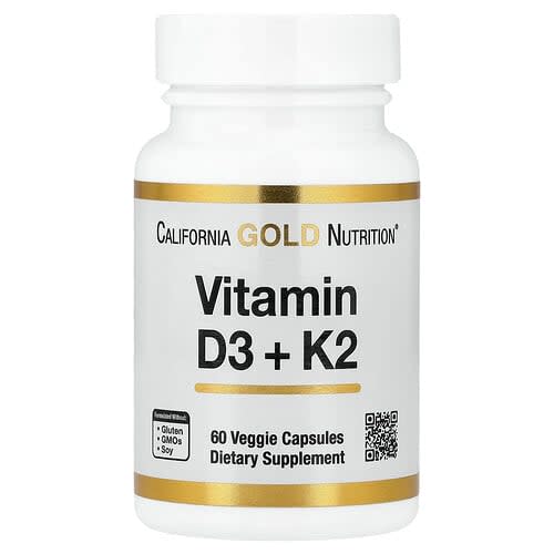 California Gold California Gold Nutrition ビタミンD3 + K2 ベジカプセル60粒 パッケージ画像