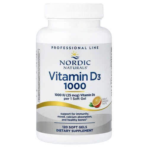 Nordic Naturals ノルディック ナチュラルズ ビタミンD3 1000 オレンジ 25mcg(1,000IU) ソフトジェル120粒 パッケージ画像