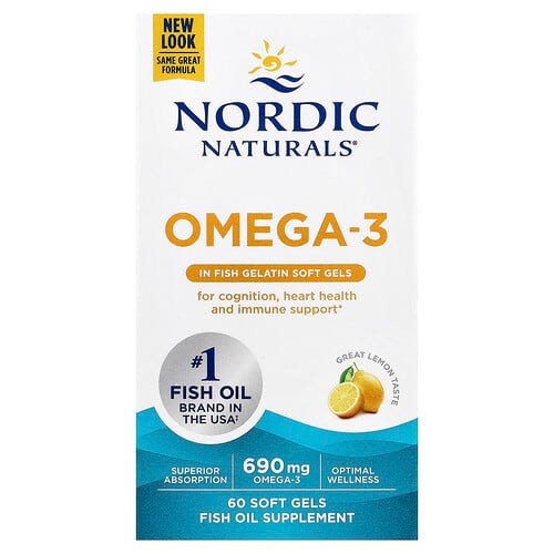 Nordic Naturals Nordic Naturals オメガ3 レモン ソフトジェル60粒(1粒あたり345mg) パッケージ画像