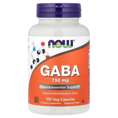 NOW Foods NOW Foods GABA 750mg ベジカプセル100粒 パッケージ画像