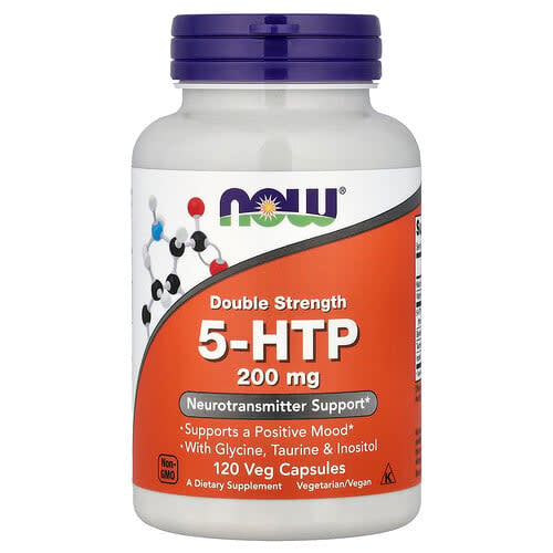 NOW Foods NOW Foods 5-HTP ダブルストレングス グリシン・タウリン・イノシトール配合 ベジカプセル120粒 パッケージ画像