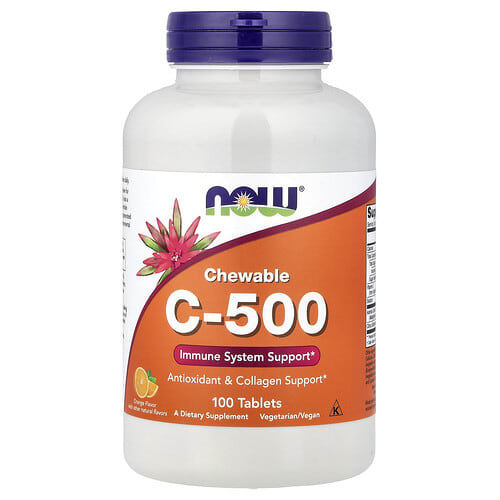 NOW Foods NOW Foods ビタミンC-500 チュアブル オレンジ味 500mg 100タブレット パッケージ画像
