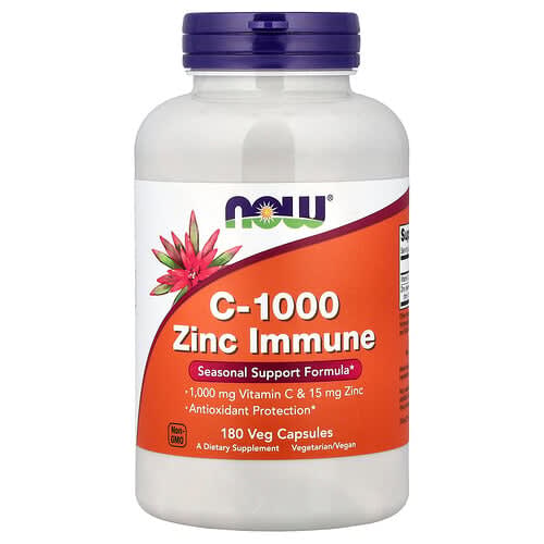 NOW Foods NOW Foods C-1000 Zinc Immune ベジカプセル180粒 パッケージ画像
