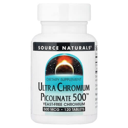 Source Naturals Source Naturals, ウルトラ クロミウム ピコリネート 500™, 500 mcg, タブレット120粒 パッケージ画像