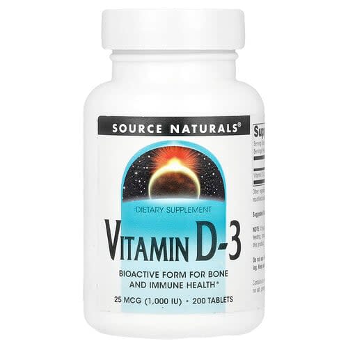 Source Naturals Source Naturals ビタミンD-3 25mcg (1,000 IU) タブレット200粒 パッケージ画像