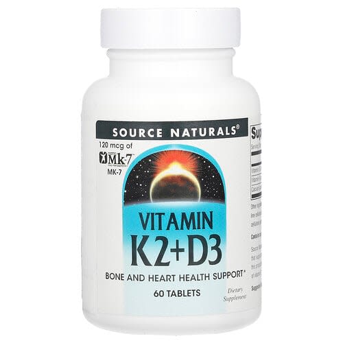 Source Naturals Source Naturals ビタミンK2 + D3 60粒タブレット パッケージ画像