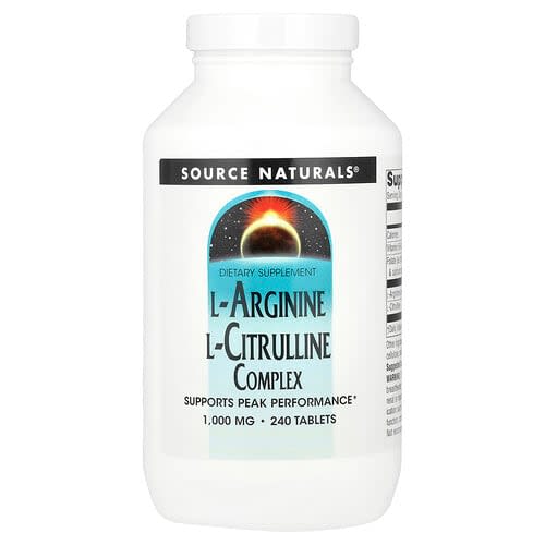 Source Naturals Source Naturals L-アルギニン L-シトルリン コンプレックス 1,000mg タブレット240粒 パッケージ画像
