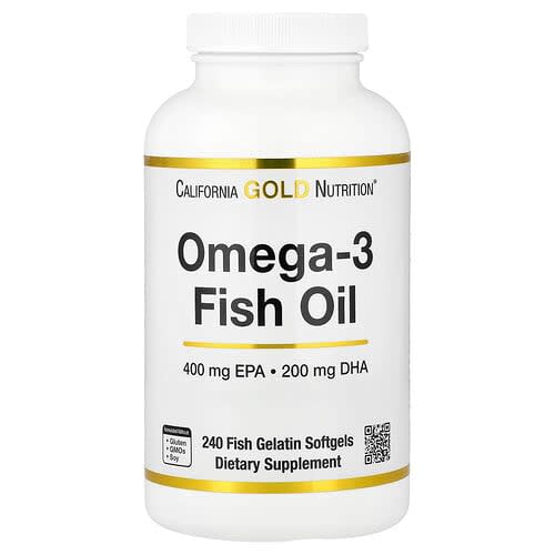 California Gold California Gold Nutrition オメガ3 フィッシュオイル Vivomega トリグリセリド 1,000mg フィッシュソフトジェル240粒 パッケージ画像