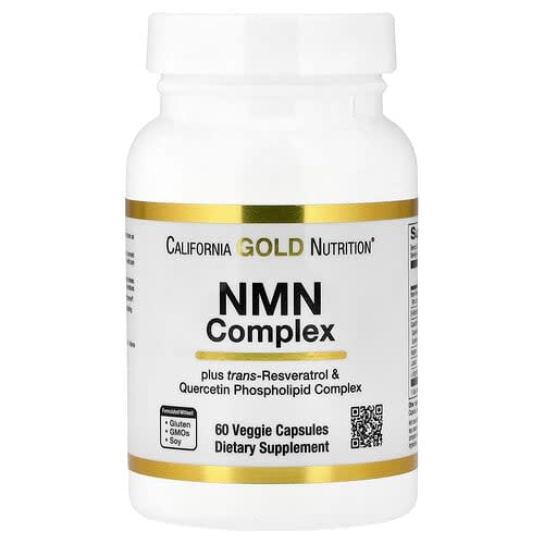 California Gold California Gold Nutrition NMN Complex with trans-レスベラトロール、ケルセチン フィトソーム、アピゲニン、ルテオリン 60ベジカプセル パッケージ画像