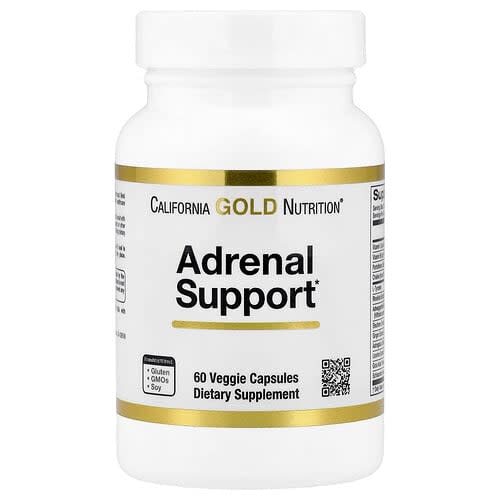 California Gold California Gold Nutrition アドレナル サポート L-タイロシン、ロディオラエキス、アシュワガンダエキス、エレウテロエキス配合 ベジカプセル60粒 パッケージ画像