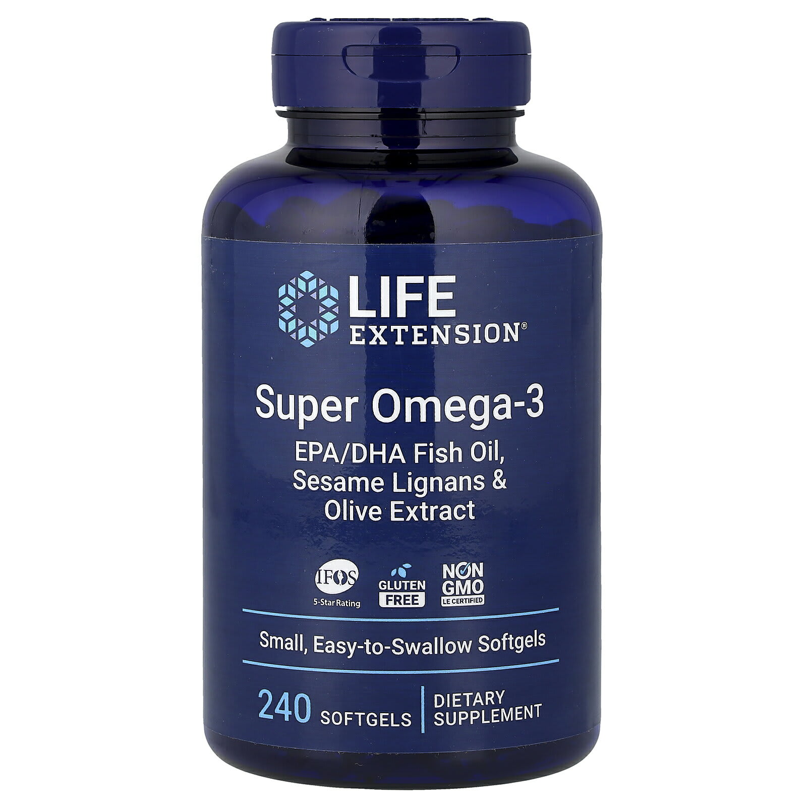 Life Extension Life Extension スーパー オメガ3 ライフエクステンション フィッシュオイル オメガ3脂肪酸 ゴマリグナン オリーブ エキス EPA DHA ポリフェノール サプリ ソフトジェル 240粒 パッケージ画像
