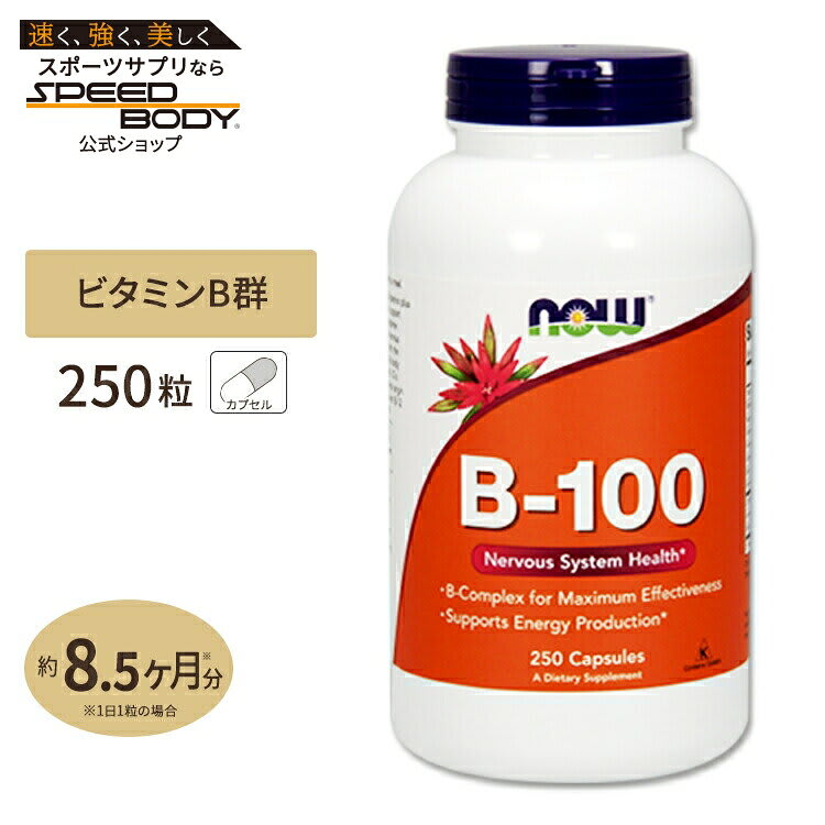 NOW Foods ビタミンB-100 250粒 約8ヶ月分 NOW Foods (ナウフーズ)[お得サイズ]B-100 250capsules パッケージ画像