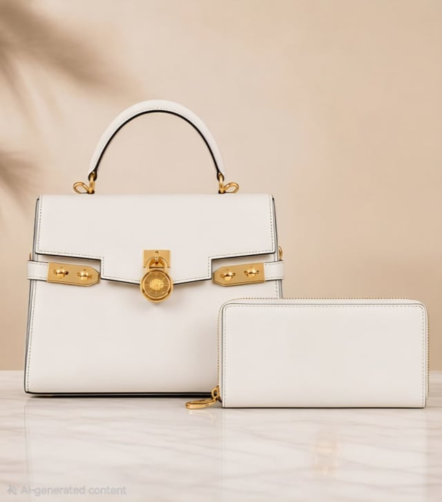 Quality chic leather handbag with purse