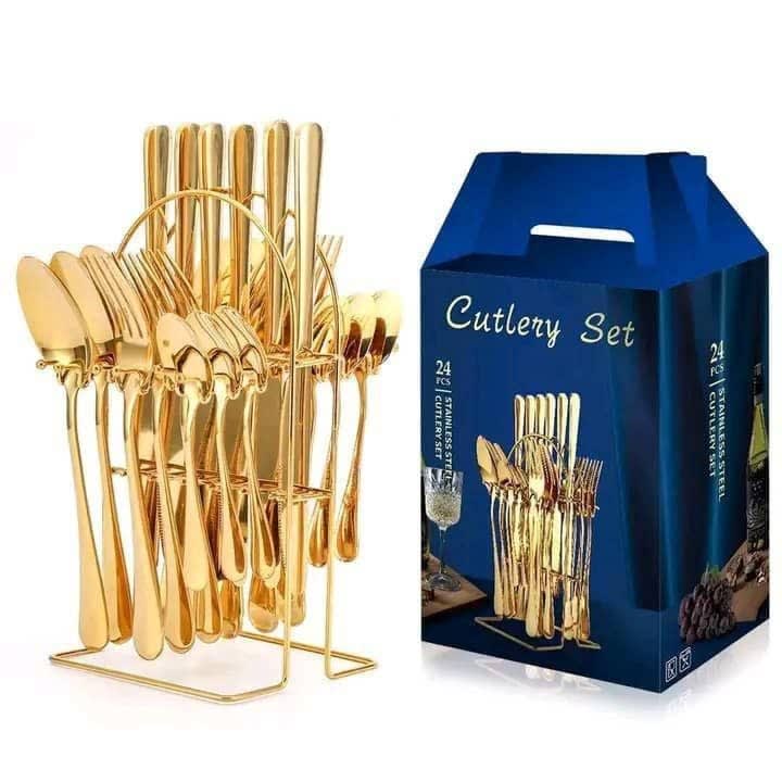 24pcs gold cutlery set