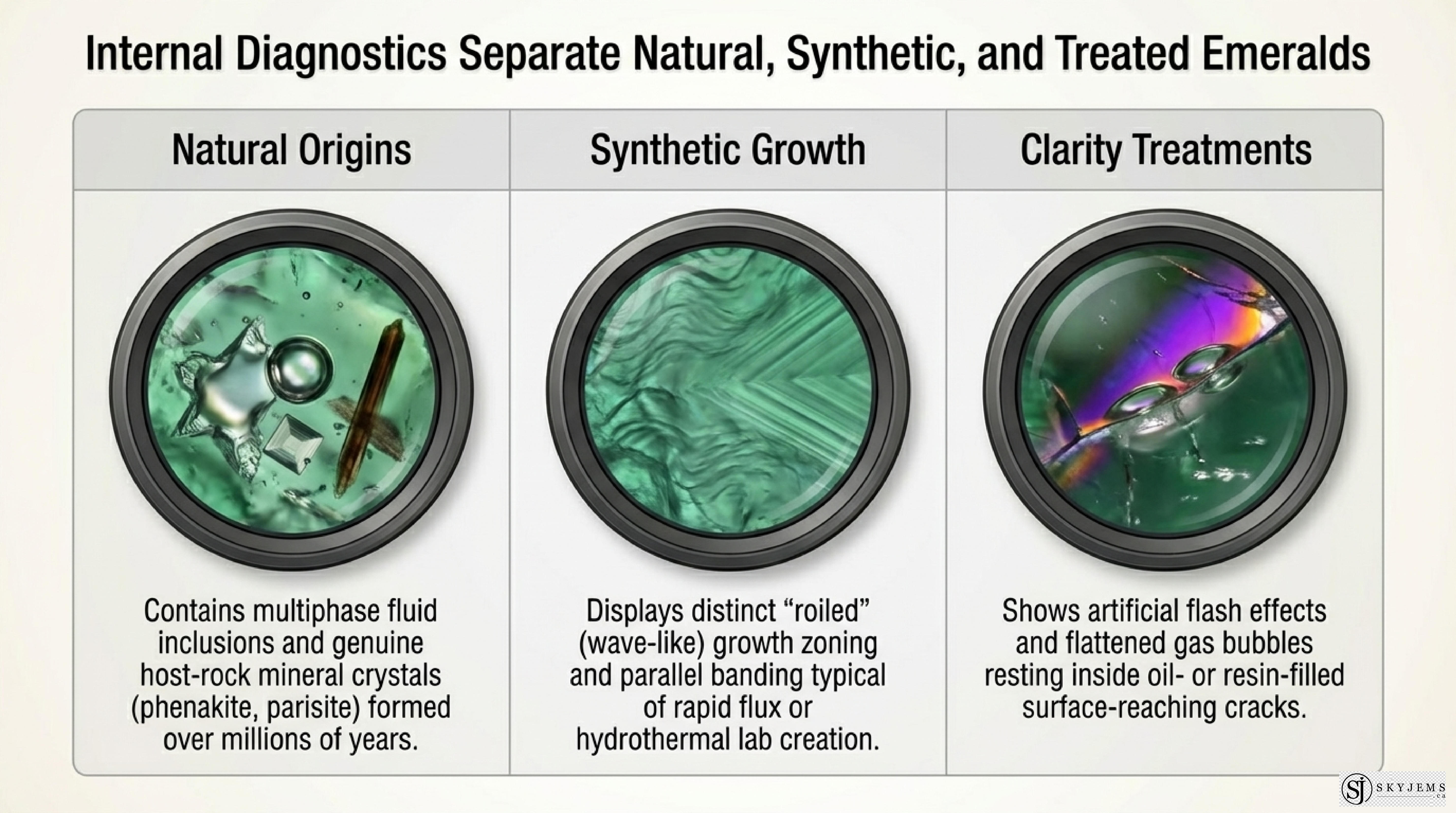 Microscopic time machines - gem inclusions